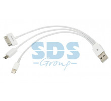 USB кабель 3 в 1 micro USB/Samsung galaxy pin/iPhone 5 шнур slim 1M белый