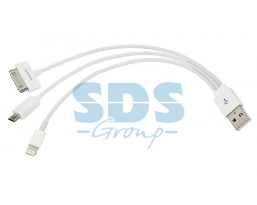 USB кабель 3 в 1 micro USB/Samsung galaxy pin/iPhone 5 шнур slim 1M белый