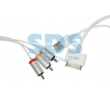 AV кабель для iPhone 4 на 3RCA и USB для передачи фото и видео