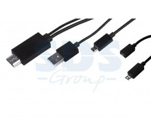 Кабель MHL (HDMI-USB/MicroUSB/MicroUSB 11pin) черный REXANT