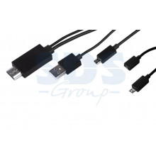 Кабель MHL (HDMI-USB/MicroUSB/MicroUSB 11pin) черный REXANT