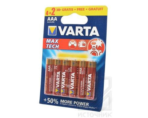VARTA MAX TECH 4703 LR03 4+2шт BL6