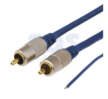 Шнур 2х2 RCA 1.5М gold синий + земля REXANT