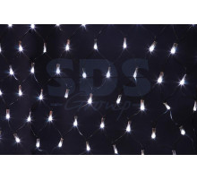 Гирлянда - сеть светодиодная 2 х 0.7м, свечение с динамикой, черный провод, белые диоды NEON-NIGHT