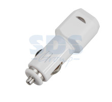 Автозарядка в прикуриватель USB (АЗУ) (5V, 1 000mA) белая
