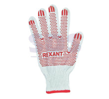 Перчатки ХБ белые нейлоновые (точка ПВХ) REXANT