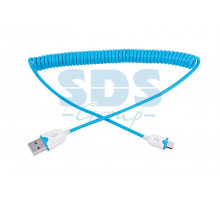 USB кабель универсальный microUSB шнур витой 1,5М синий REXANT