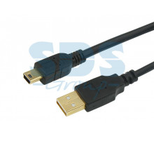 Шнур mini USB (male) - USB-A (male) 1.8M GOLD с ферритами REXANT