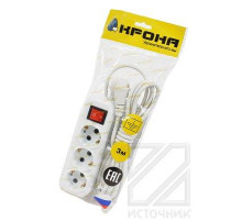 КРОНА КБ335003-Б РС-3/зем+выкл (У16-001УХЛ4) 3м (ПВС 3х0,75) BL1