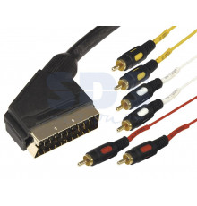 Шнур SCART Plug - 6RCA Plug 1.5М (GOLD) REXANT