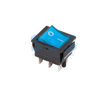 Выключатель клавишный 250V 15А (6с) ON-ON синий с подсветкой (RWB-506, SC-767)