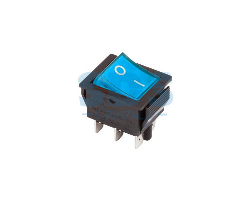 Выключатель клавишный 250V 15А (6с) ON-ON синий с подсветкой (RWB-506, SC-767)