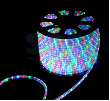 Дюралайт светодиодный, свечение с динамикой, мульти(RGB), 220В, бухта 100м