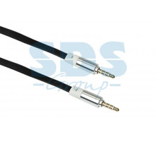 Аудио кабель AUX 3.5 мм шнур плоский 1M черный