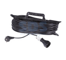 Удлинитель на рамке 50м (1 роз.) 3х0.75 с заземлением черный REXANT (Сделано в РОССИИ)