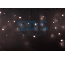 Гирлянда Айсикл (бахрома) светодиодный, 4,8 х 0,6 м, прозрачный провод, диоды ТЕПЛО-БЕЛЫЕ, 176 диодов