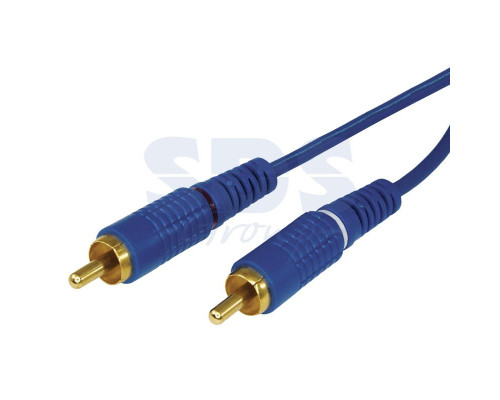 Шнур 2x2 RCA 5М синий gold REXANT