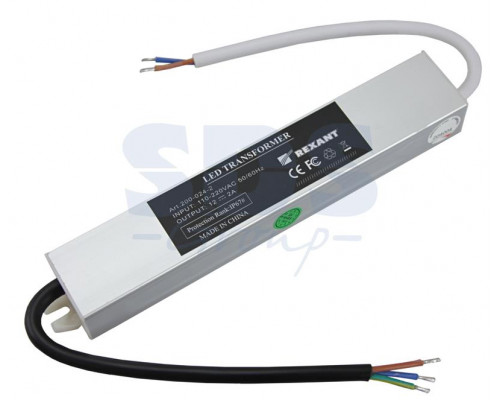 Источник питания 110-220V AC/12V DC, 2А, 24W с проводами, влагозащищенный (IP67)
