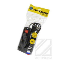 КРОНА РС-3/зазем+выкл.(У16-001) 3м (ПВС 3Х0.75) черный BL1