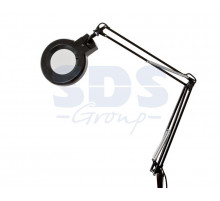 Лупа на струбцине круглая настольная 3Х с подсветкой, черная REXANT