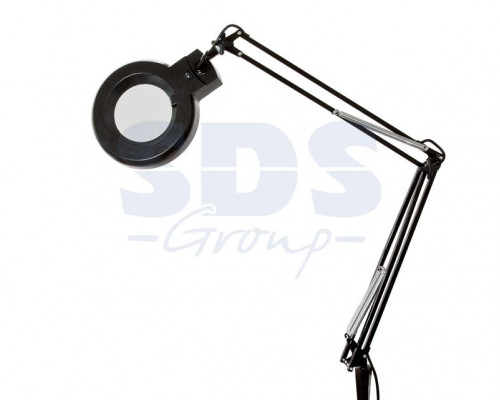 Лупа на струбцине круглая настольная 3Х с подсветкой, черная REXANT