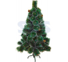 Новогодняя ель 120 см с 10 шишками и снегом, 90 веток, цвет зеленый