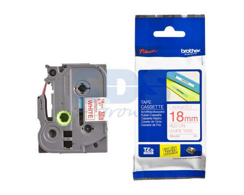 TZE242 ЛЕНТА 18MM КРАСНЫЙ НА БЕЛОМ