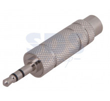 ПЕРЕХОДНИК штекер 3.5мм стерео - гнездо 6.3мм стерео (металл) REXANT