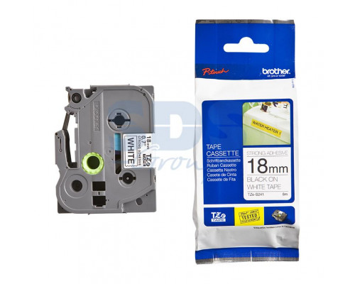 TZES241 ЛЕНТА 18ММ ЧЁРНЫЙ НА БЕЛОМ УСИЛ