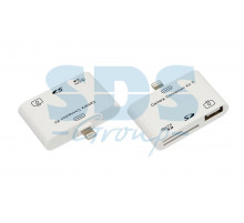 Адаптер для iPhone 5 на USB, SD, microSD для переноса фото белый