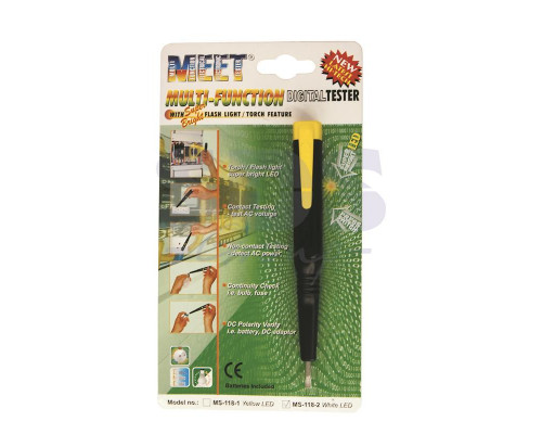 Тестер-пробник отвертка (фонарь белый LED) (MS-118-2) MEET
