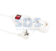 Удлинитель REXANT 3 гнезда 3м 3X0.75мм² белый с заземлением и выключателем