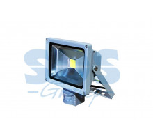 Прожектор уличный LED, белый, 20W, 220В, 1600 Lm, IP65, с датчиком движения. Lamper