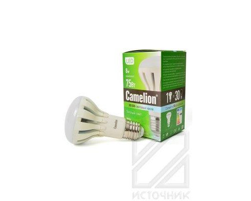 Camelion LED8-R63/830/E27 3000K 8Вт BL1