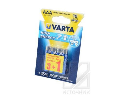 VARTA HIGH ENERGY 4903 LR03 3+1 шт BL4 NEW