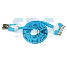 USB кабель для iPhone 4 slim шнур плоский 1М синий