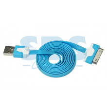 USB кабель для iPhone 4 slim шнур плоский 1М синий