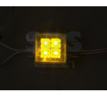 LED модуль, 30мм х 30мм, 4 светодиода, ЖЁЛТЫЙ NEON-NIGHT