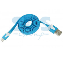 USB кабель для iPhone 5/5S slim шнур плоский 1М синий