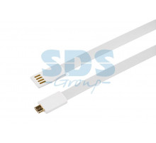 USB кабель microUSB, плоский силиконовый шнур, белый REXANT