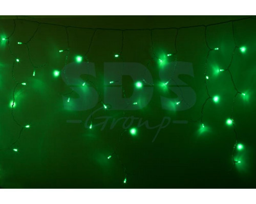 Гирлянда Айсикл (бахрома) светодиодный, 4,8 х 0,6 м, прозрачный провод, 220В, диоды зеленые, NEON-NIGHT