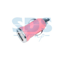 Автозарядка в прикуриватель USB small (АЗУ) (5V, 1 000mA) розовая блистер