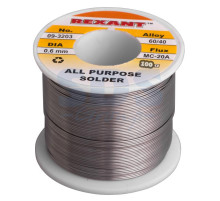 Припой с канифолью 100 гр. d=1.0 мм (Sn60 Pb40 Flux 2.2%) REXANT