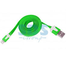 USB кабель для iPhone 5/5S slim шнур плоский 1М зеленый