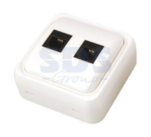 Телефонная розетка накладная - 2 6P-4C (2 порта) REXANT