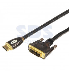 Шнур Luxury HDMI - DVI-D gold 2М шелк золото 24к с фильтрами (блистер) REXANT