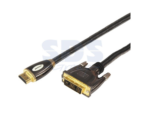 Шнур Luxury HDMI - DVI-D gold 2М шелк золото 24к с фильтрами (блистер) REXANT