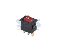 Выключатель клавишный 12V 15А (3с) ON-OFF красный с подсветкой Mini (RWB-206-1, SC-768)