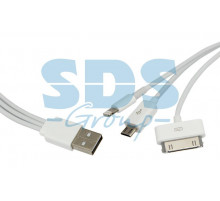 USB кабель 3 в 1 только для зарядки iPhone 5/iPhone 4/microUSB белый