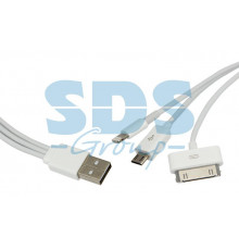 USB кабель 3 в 1 только для зарядки iPhone 5/iPhone 4/microUSB белый